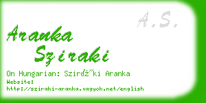aranka sziraki business card